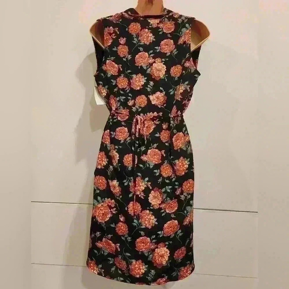 Women's Collective Concepts Black Floral Wrap Dress Sz M $88 - Picture 3 of 11